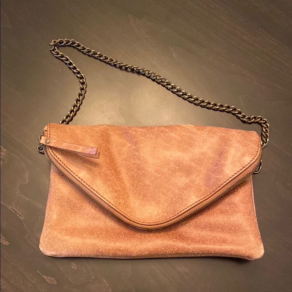Tan Leather Clutch Bag
